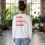 Ich bin der Grund, warum es eine Naughty List gibt – weißer Weihnachtspullover mit rotem Backprint, Damen im Loft