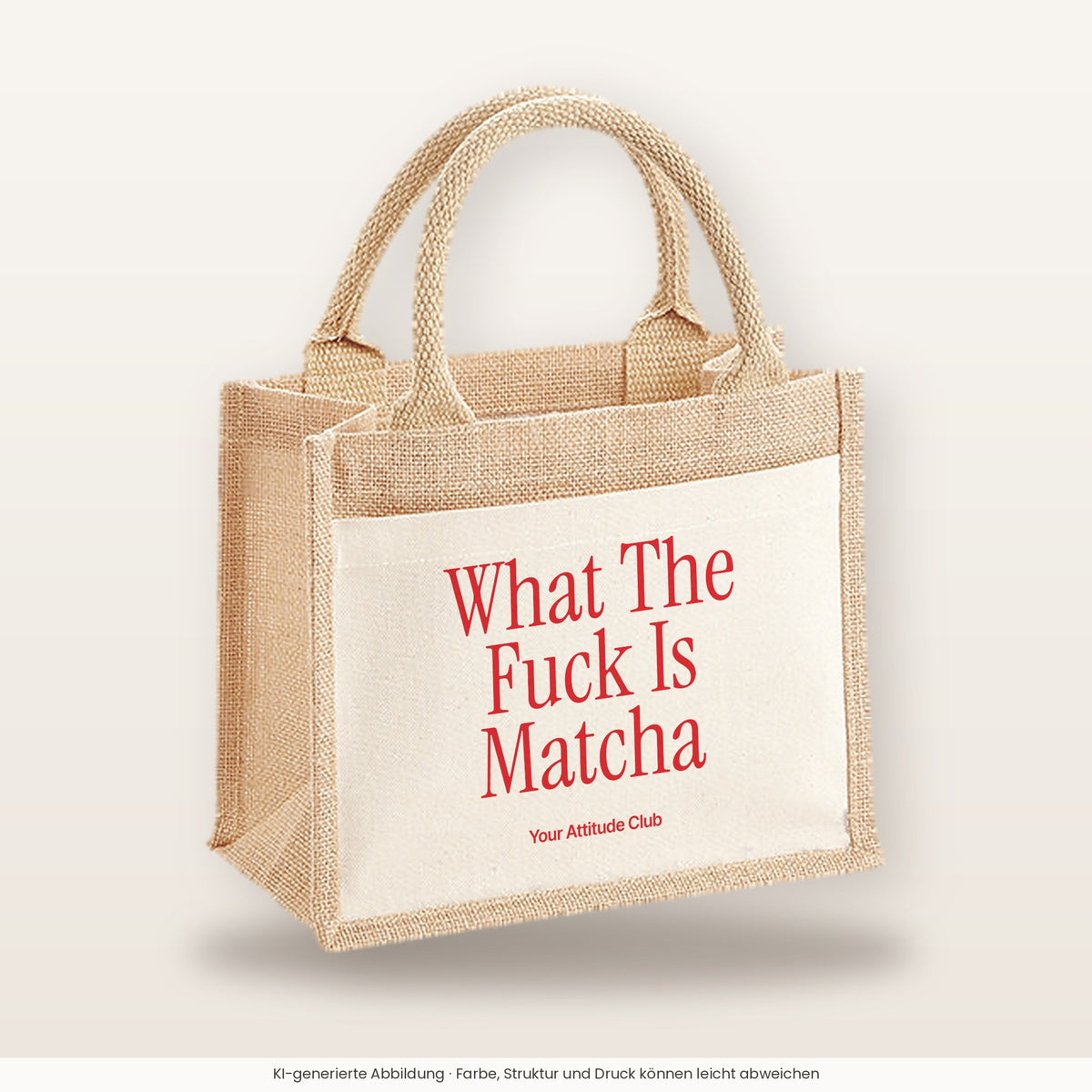 What The Fuck Is Matcha – Jutetasche mit Spruch, kleine Jutetasche 26 × 22 cm