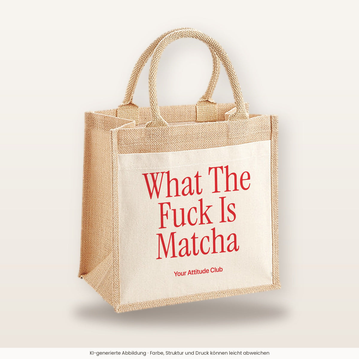 What The Fuck Is Matcha – Jutetasche mit Spruch, mittlere Jutetasche 30 × 30 cm