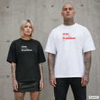 Ich bin ein Engel. Ein gefallener. – Weihnachts-Shirt mit Spruch auf der Brust, Paar in Schwarz und Weiß