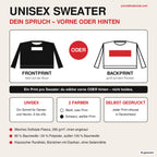 Unisex Pullover – wahlweise Front- oder Backprint, Weiß oder Schwarz, S bis 4XL