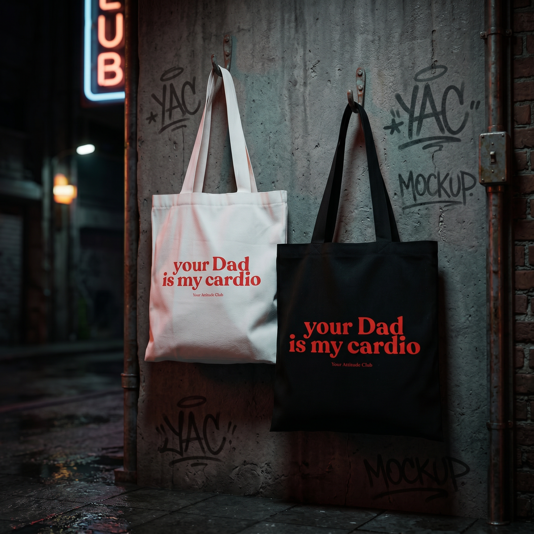 Your Dad is my cardio Beutel – freche Statement Tragetasche Baumwolle, lustiger Stoffbeutel, Tote Bag Damen Herren, provokanter Shopper