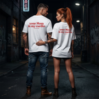 Your Mom is my cardio Shirt mit Backprint – Oversize Unisex T-Shirt aus 100% Baumwolle, freches Statement Streetwear