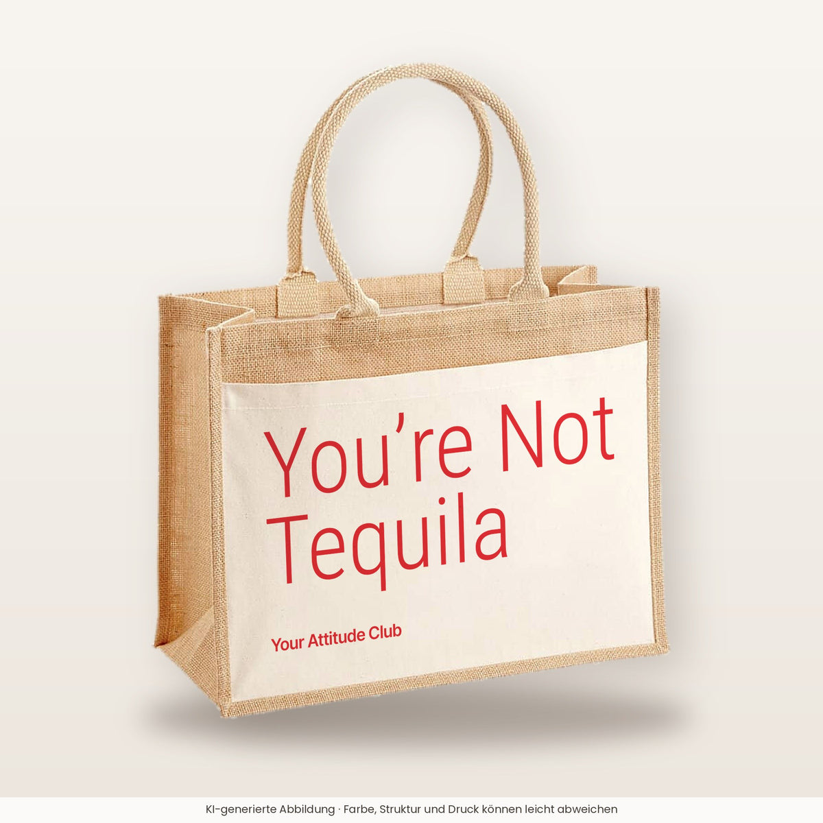 You’re Not Tequila – Jutetasche mit Spruch, große Jutetasche, Produktansicht